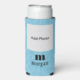 Add Your Photo Initial Name, Trendy Slim Seltzer Can Cooler