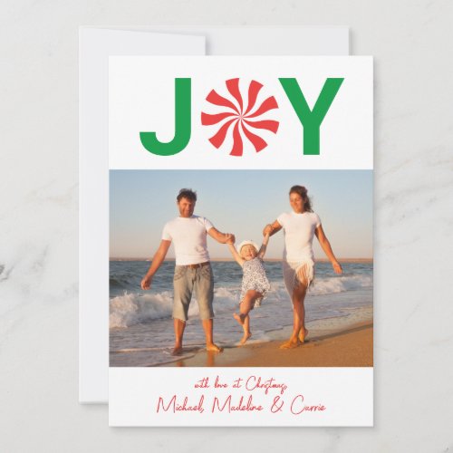 ADD YOUR PHOTO  Joy Peppermint Candy Invitation