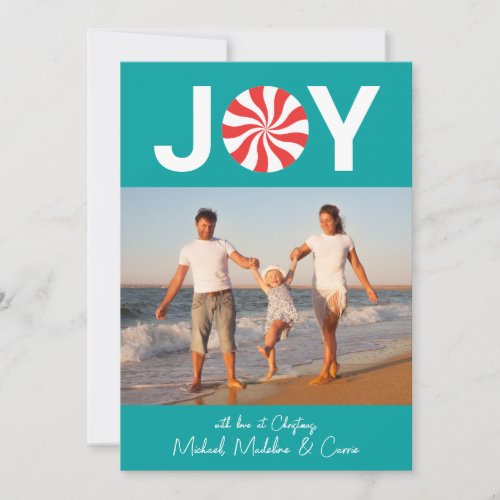 ADD YOUR PHOTO  Joy Peppermint Candy Invitation