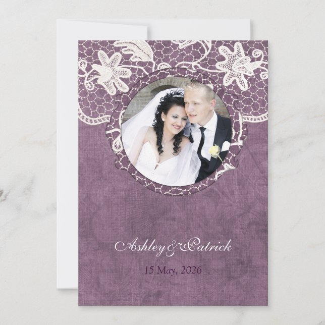 Add Your Photo Lace Bride&Groom Wedding Invite (Front)