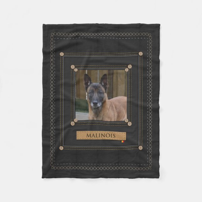 Add your Photo Malinois - Belgian shepherd Fleece Blanket (Front)