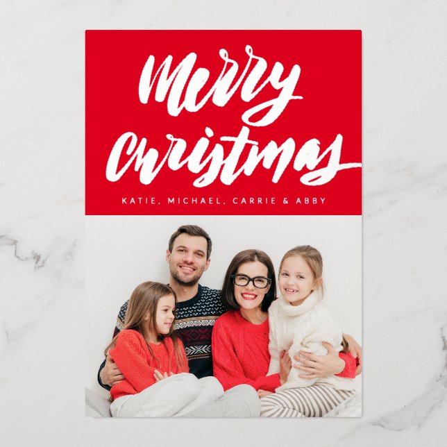  ADD YOUR PHOTO | Merry Christmas Foil Holiday Car (Front)