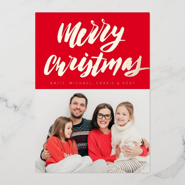  ADD YOUR PHOTO | Merry Christmas Foil Holiday Car (Front)