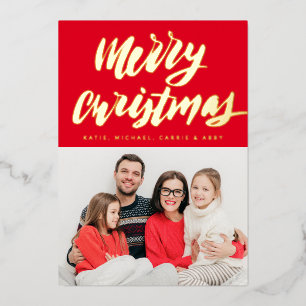 ADD YOUR PHOTO Merry Christmas Foil Holiday Car