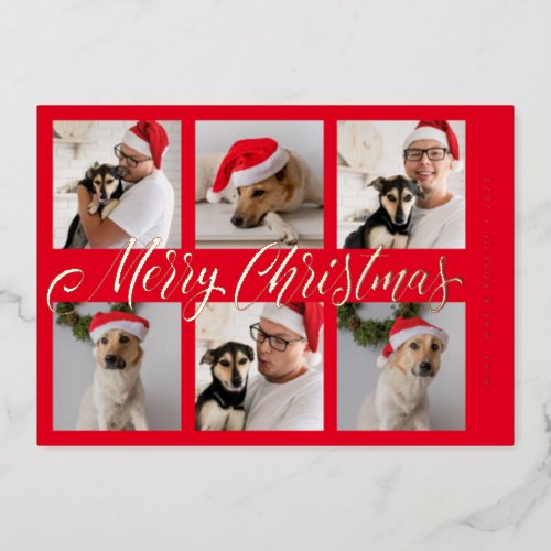 ADD YOUR PHOTO  Merry Christmas Foil Holiday Card