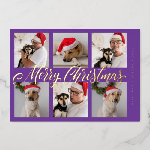 ADD YOUR PHOTO  Merry Christmas Foil Holiday Card