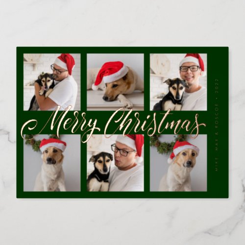 ADD YOUR PHOTO  Merry Christmas Foil Holiday Card