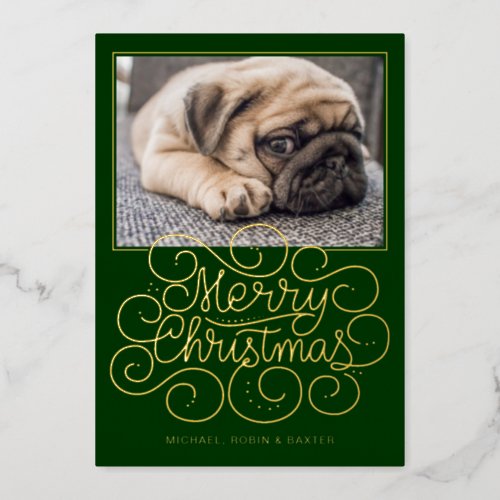 ADD YOUR PHOTO  Merry Christmas Foil Holiday Card