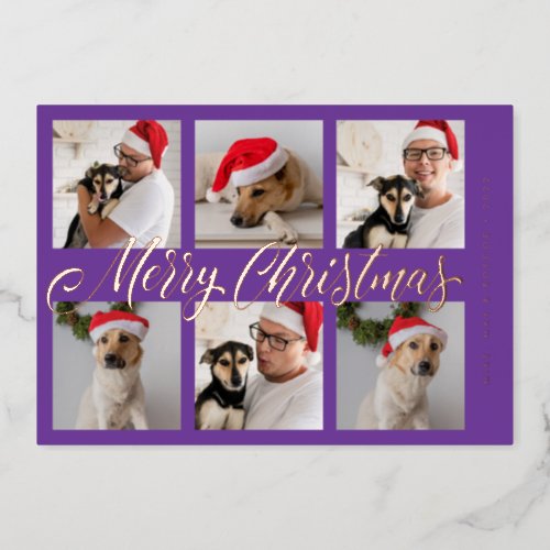 ADD YOUR PHOTO  Merry Christmas Foil Holiday Card