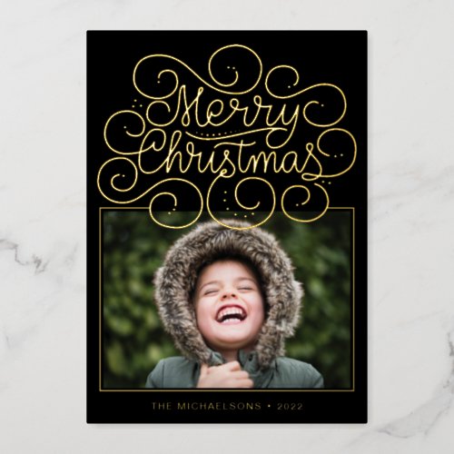 ADD YOUR PHOTO  Merry Christmas Foil Holiday Card