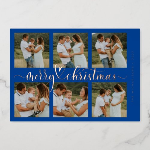 ADD YOUR PHOTO  Merry Christmas Foil Holiday Card