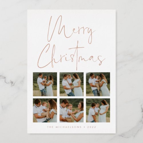 ADD YOUR PHOTO  Merry Christmas Foil Holiday Card