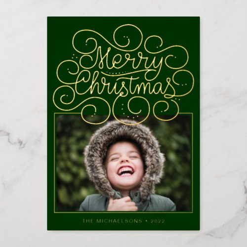 ADD YOUR PHOTO  Merry Christmas Foil Holiday Card