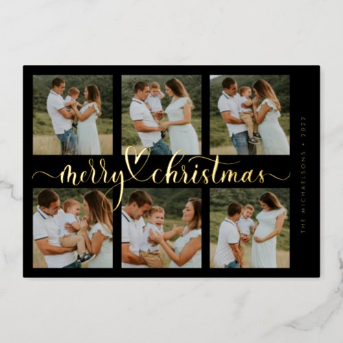 ADD YOUR PHOTO  Merry Christmas Foil Holiday Card