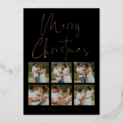 ADD YOUR PHOTO  Merry Christmas Foil Holiday Card