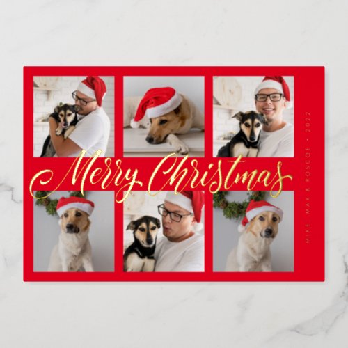 ADD YOUR PHOTO  Merry Christmas Foil Holiday Card