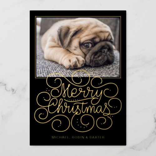 ADD YOUR PHOTO  Merry Christmas Foil Holiday Card