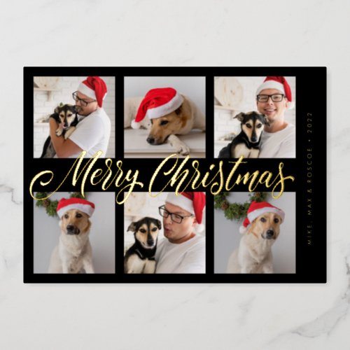 ADD YOUR PHOTO  Merry Christmas Foil Holiday Card