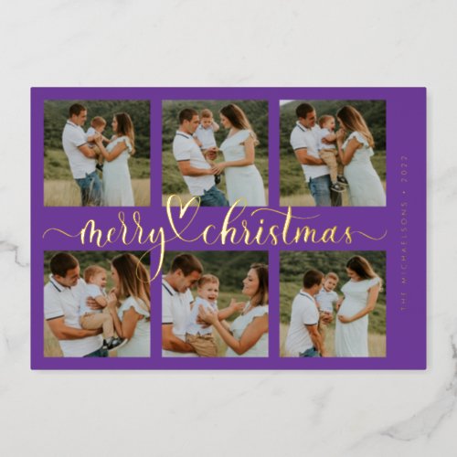 ADD YOUR PHOTO  Merry Christmas Foil Holiday Card