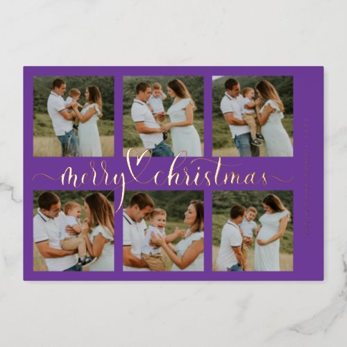 ADD YOUR PHOTO  Merry Christmas Foil Holiday Card