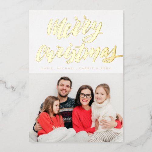  ADD YOUR PHOTO  Merry Christmas Foil Holiday Card