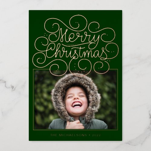 ADD YOUR PHOTO  Merry Christmas Foil Holiday Card