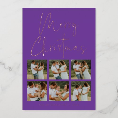 ADD YOUR PHOTO  Merry Christmas Foil Holiday Card