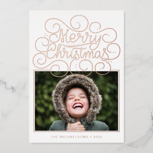 ADD YOUR PHOTO  Merry Christmas Foil Holiday Card