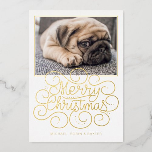 ADD YOUR PHOTO  Merry Christmas Foil Holiday Card