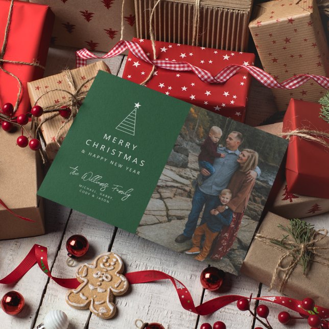 ADD YOUR PHOTO | Merry Christmas Geo Tree Invitation (Creator Uploaded)