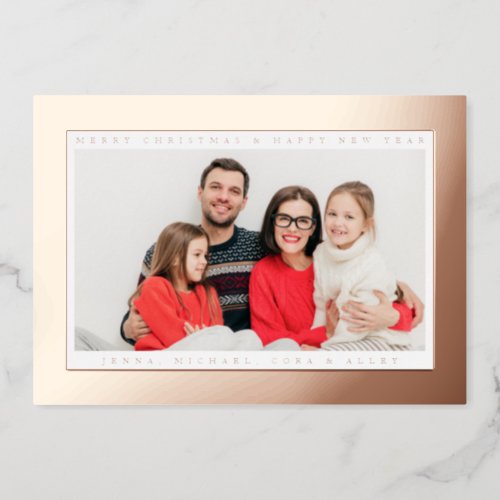 ADD YOUR PHOTO  Merry Christmas  Happy New Year  Foil Holiday Card