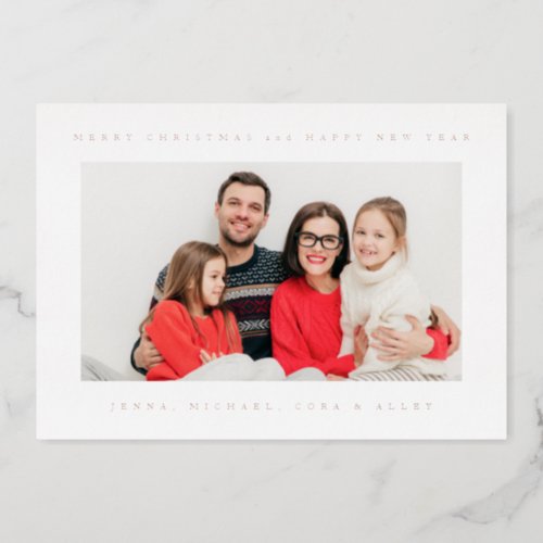 ADD YOUR PHOTO  Merry Christmas  Happy New Year  Foil Holiday Card