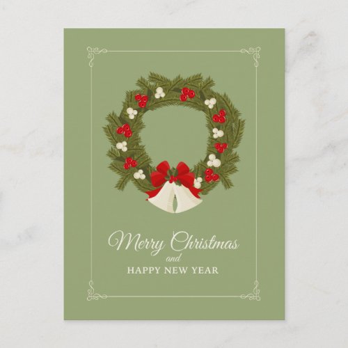 Add Your Photo  Merry Christmas  Happy New Year Holiday Postcard