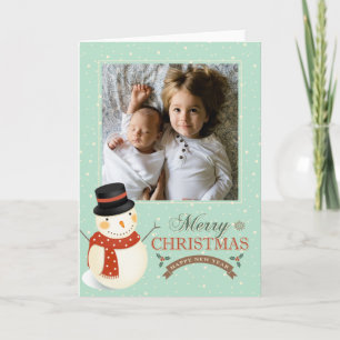 Add Your Photo Merry Christmas Snowman Card