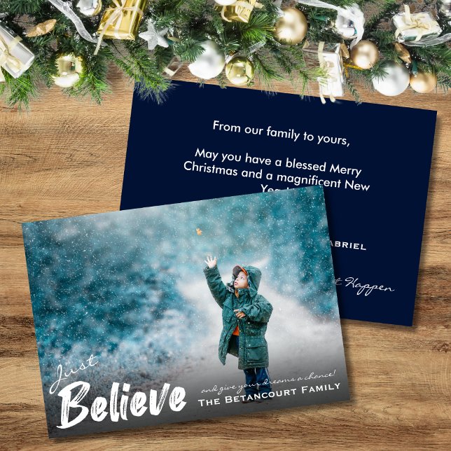 Add Your Photo Modern | Believe Christmas  Holiday Card (Creator Uploaded)