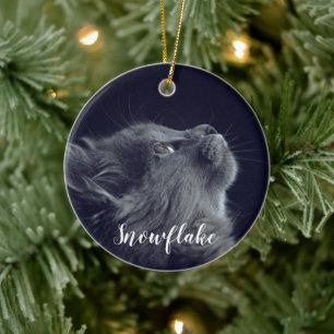 Add Your Photo my pet Cat Christmas Ceramic Tree D Ornament