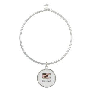 Add your photo name bridesmaid squad bride party  bangle bracelet