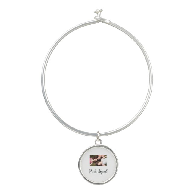 Add your photo name bridesmaid squad bride party  bangle bracelet (Front)
