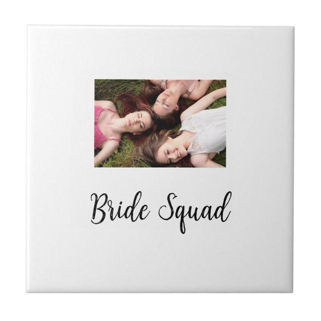 Add your photo name bridesmaid squad bride party  ceramic tile (Front)