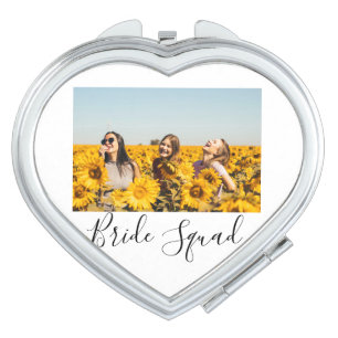 Add your photo name bridesmaid squad bride party compact mirror