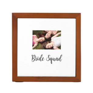 Add your photo name bridesmaid squad bride party desk organizer