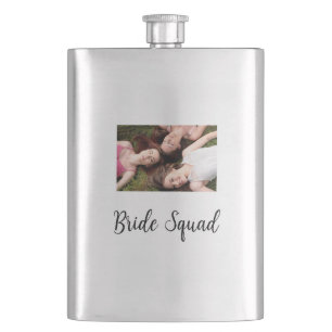 Add your photo name bridesmaid squad bride party  flask