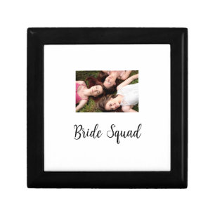 Add your photo name bridesmaid squad bride party gift box