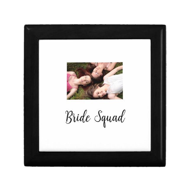 Add your photo name bridesmaid squad bride party  gift box (Front)