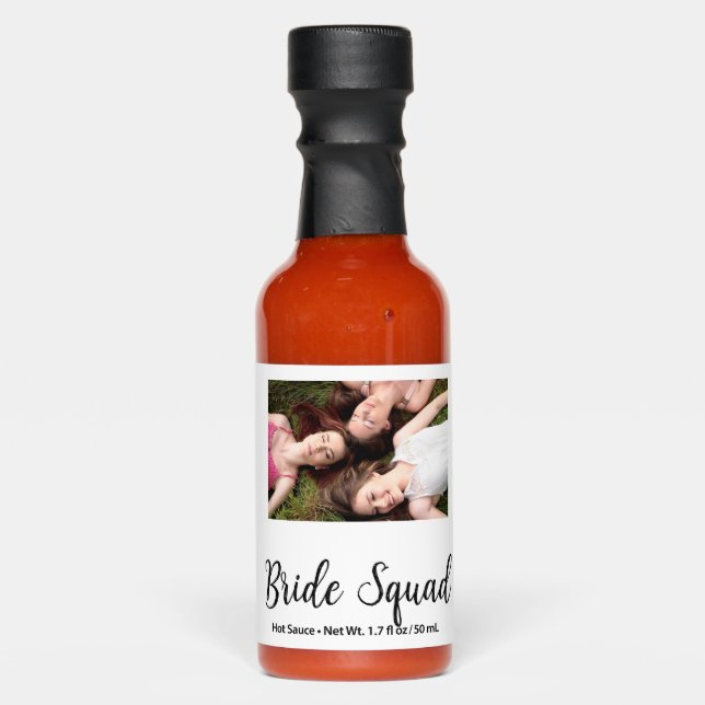 Add your photo name bridesmaid squad bride party  hot sauces (Front)