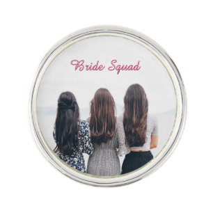 Add your photo name bridesmaid squad bride party  lapel pin