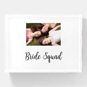 Add your photo name bridesmaid squad bride party paperweight