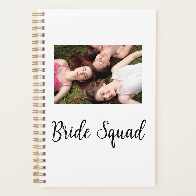 Add your photo name bridesmaid squad bride party  planner (Front)