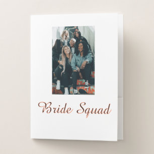 Add your photo name bridesmaid squad bride party pocket folder