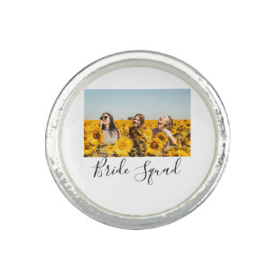 Add your photo name bridesmaid squad bride party  ring